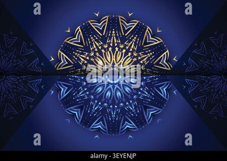 ornate geometric gold blue pattern design Stock Vector