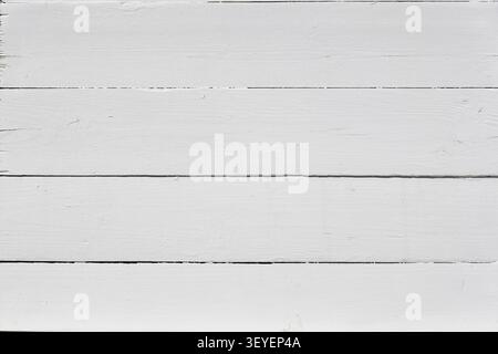 rustic white wood wall background with horizontal painted wooden planks Stock Photo