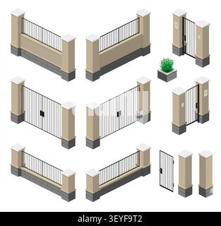 Set of sections of fences for the park Stock Vector