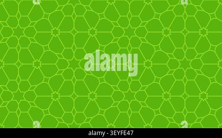 Green islamic geometric seamless pattern, background in duotone pistachio color Stock Vector