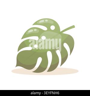 Vector illustration of a tropical monstera leaf Stock Vector