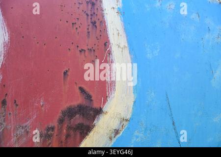 abstract texture background of  orange rust and blue and red and yellow Stock Photo