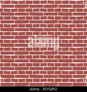 A bricks pattern of an old red brick wall texture shows a solid architectural structure of brown brickwork, cement, and stone blocks on a building sur Stock Vector
