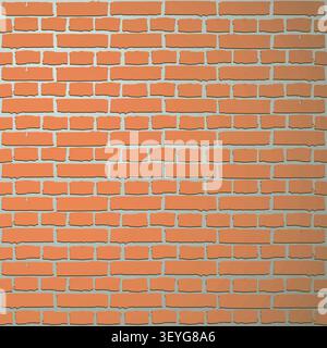 A bricks pattern of an old red brick wall texture shows a solid architectural structure of brown brickwork, cement, and stone blocks on a building sur Stock Vector