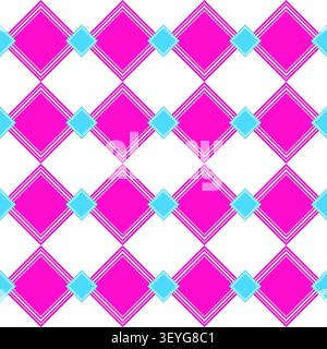 Geometric pink and blue cubes seamless pattern on white background, wall art, template, vector abstract, line art Pro Vector Stock Vector