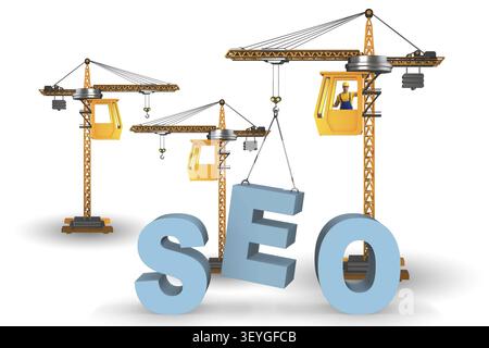 Search engine optimisation concept with crane Stock Photo