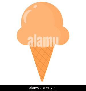 Bright orange pastel ice cream cone isolated on white. Suitable for tangerine flavor themes, autumn treats, and cheerful summer graphics Stock Vector