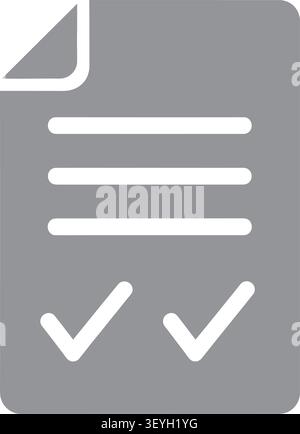 Grey document icon with check marks showing completed tasks and approved checklist Stock Vector