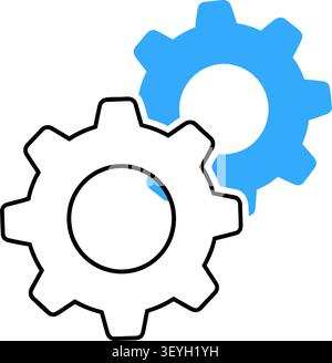 Two connected gear wheels icon for business and technical process management Stock Vector