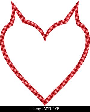 Red halftone devil heart shape symbol isolated on white background Stock Vector