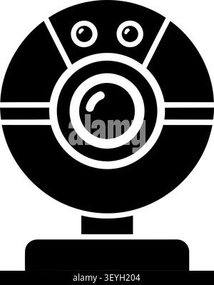 Black webcam icon for video communication and streaming on a white background Stock Vector