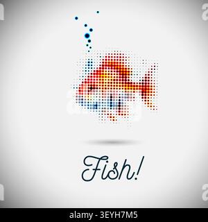golden Fish halftone dots . Not AI, Vector illustration Stock Vector