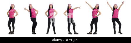 Woman doing exercises on white Stock Photo