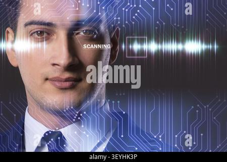 Concept of sensor implanted into human eye Stock Photo