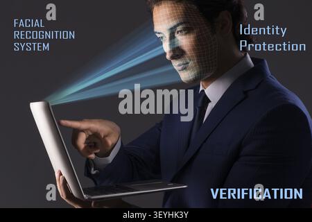 Concept of face recognition software and hardware Stock Photo