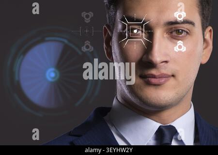 Concept of sensor implanted into human eye Stock Photo