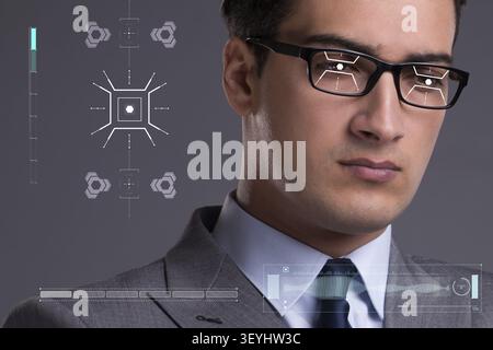 Concept of sensor implanted into human eye Stock Photo