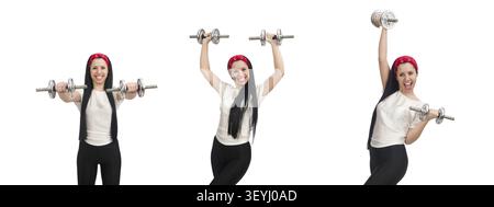 Young woman exercising with dumbbells Stock Photo