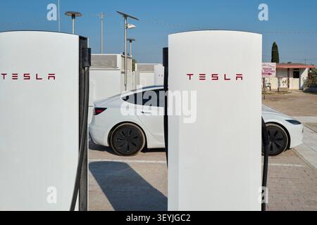 Tesla Supercharger Charging Station Stock Photo
