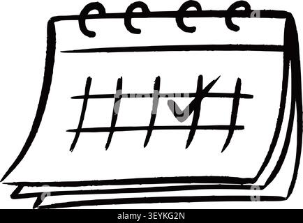 Calendar doodle sketch icon. Hand drawn calendar doodle sketch with date schedule time paper page. Business event appointment day year planner office graphic element. Vector illustration Stock Vector