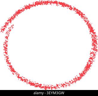 Hand drawn crayon red circle. Chalk doodle pencil oval. Highlight line circle frame. Ellipse in crayon doodle style. Highlight design element. Vector Stock Vector