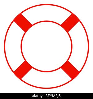 Lifebuoy illustration, color vector symbol shape of red and white life belt ring buoy Stock Vector