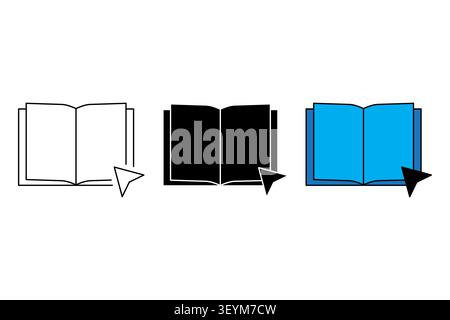 Open book cursor object features colorful vector element. Highlights modern education library web reading online project. eps 10 Stock Vector