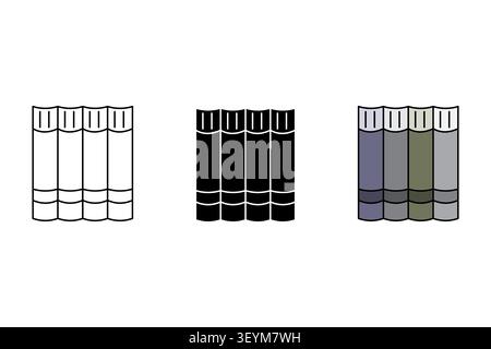 Library archive stack set features modern vector shape. Academic textbook collection highlights university education. eps 10 Stock Vector