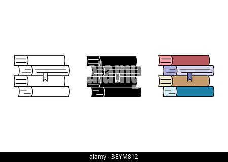 Bookmark dictionary pile set features graphic vector element. Educational reading layout represents literature study. eps 10 Stock Vector