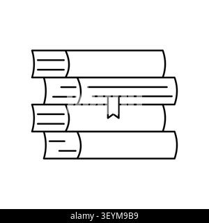 Library textbook stack pile features linear vector symbol. Academic encyclopedia archive enhances scientific knowledge. eps 10 Stock Vector