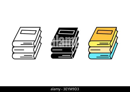 Book stack literature object features colorful vector graphic. Represents modern education library reading learning project. eps 10 Stock Vector