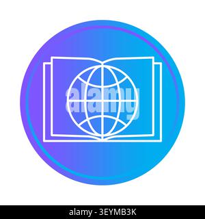 Open book globe circle object features gradient vector element. Represents modern education school library reading learning project. eps 10 Stock Vector