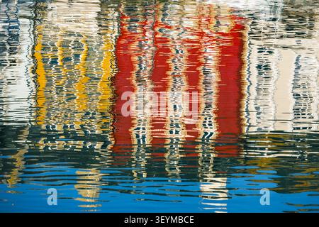 Boat reflections Port du Rosemeur Douarnenez Finistere Brittany France Stock Photo
