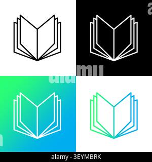 Open geometric book quadrant object features colorful vector set. Complements modern education school library reading learning project. eps 10 Stock Vector