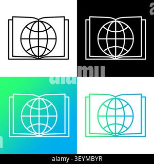 Open book globe quadrant object features colorful vector set. Enhances modern education school library reading learning project. eps 10 Stock Vector