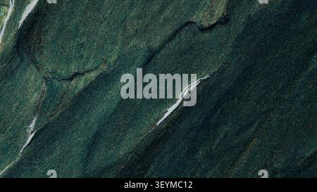 Dark green glittery abstract background with flowing streaks texture Stock Photo