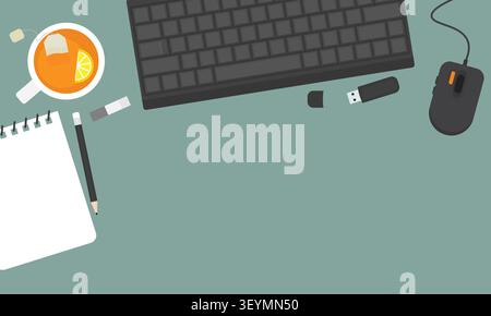 Working Desk Workspace with Free Text Space Vector Illustration Stock Vector