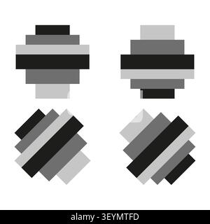 Stacked block pyramid set features isometric greyscale geometry. Represents stable construction concept. eps 10 Stock Vector