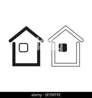 Residential house building set features simple black silhouette. Represents real estate property concept. eps 10 Stock Vector