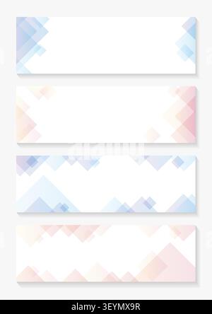 Abstract Background Set With Geometric Pastel-Color Patterns And Text Space. Vector Illustration. Stock Vector