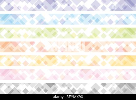 Set Of Seven Vector Seamless Abstract Borders Isolated On A White Background. Horizontally Repeatable. Stock Vector