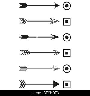 Arrow progression timeline set features black vector geometry. Complements infographic workflow design. eps 10 Stock Vector