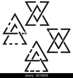 Interlocking triangle shape set features complex geometric outline. Enhances modern logo design. eps 10 Stock Vector