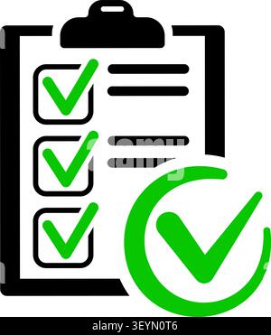 icon clipboard with checklist. successfully completed checklist. isolated vector illustration Stock Vector