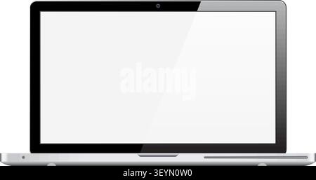 Modern Laptop with Blank Screen, isolated on white background, vector illustration Stock Vector