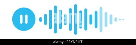 Audio voice recording icon, sound blue track or music playback. Stock Vector