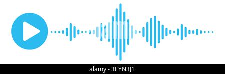Audio voice recording icon, sound blue track or music playback. Stock Vector