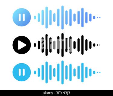 Audio voice recording icon, sound blue track or music playback. Stock Vector