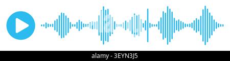Audio voice recording icon, sound blue track or music playback. Stock Vector