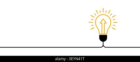 Lightbulb icon with an upward arrow and two horizontal lines representing ideas, progress, and growth. Ideal for business, education, startups, innova Stock Vector